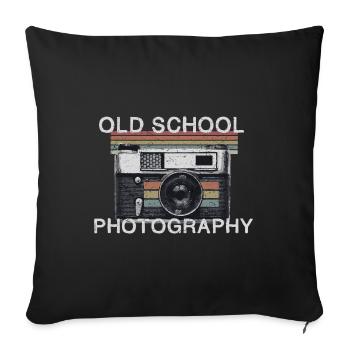 Photographie cadeau de la vieille école - Housse de coussin décorative 45 x 45 cm - noir - Devant