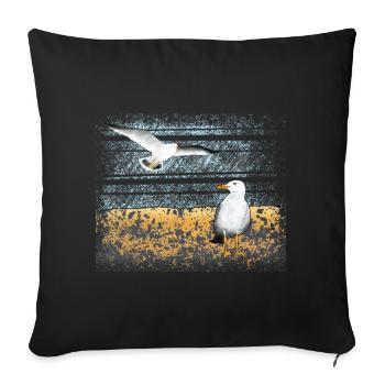 Seagulls, beach, sea - Sofa pillowcase 17,3'' x 17,3'' (45 x 45 cm) - black - Front
