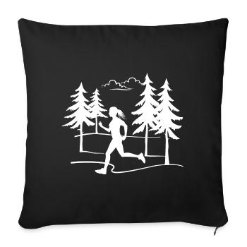 Female Runner jogger forest run cross country gift - Sofa pillowcase 17,3'' x 17,3'' (45 x 45 cm) - black - Front