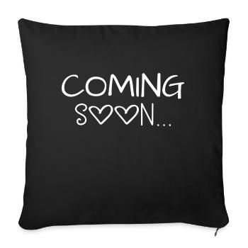 Coming soon cadeau Grossesse Enceinte - Housse de coussin décorative 45 x 45 cm - noir - Devant