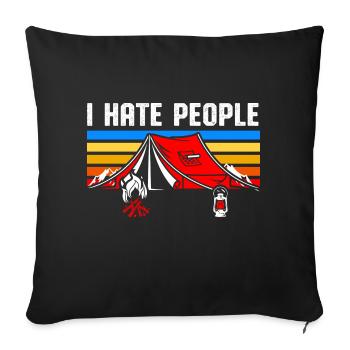Camping Vintage I hate People Tent - Sofa pillowcase 17,3'' x 17,3'' (45 x 45 cm) - black - Front