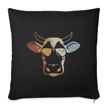 Vache Rétro Style Vintage - Housse de coussin décorative 45 x 45 cm - noir - Devant
