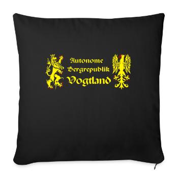 Vogtland autonom Bergrepublik Löwe Greif Sachsen - Sofakissenbezug 45 x 45 cm - Schwarz - Vorne
