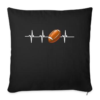 Rugby heartbeat - Sofa pillowcase 17,3'' x 17,3'' (45 x 45 cm) - black - Front
