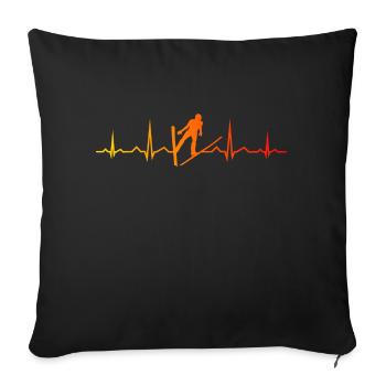 Heartbeat Ski Flying Ski Jumping Ski Jumper Male - Sofa pillowcase 17,3'' x 17,3'' (45 x 45 cm) - black - Front