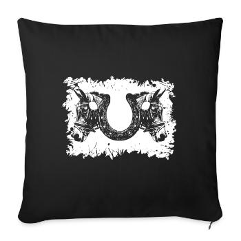 Sports équestres - Fers à cheval - Housse de coussin décorative 45 x 45 cm - noir - Devant