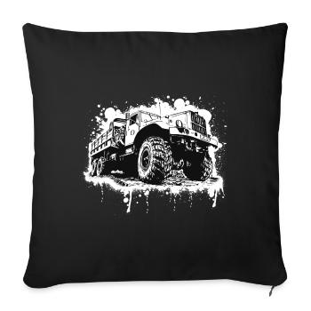 Camion Kraz noir blanc - Housse de coussin décorative 45 x 45 cm - noir - Devant