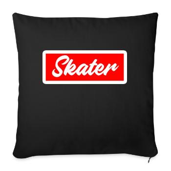 skater skate skating skates shirt cap sticker roll - Sofa pillowcase 17,3'' x 17,3'' (45 x 45 cm) - black - Front