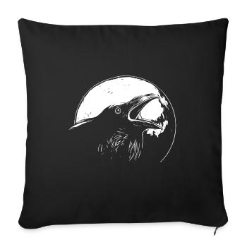 Corbeau en pleine lune - Housse de coussin décorative 45 x 45 cm - noir - Devant