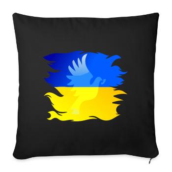 Drapeau de l’Ukraine avec colombe de la paix - Housse de coussin décorative 45 x 45 cm - noir - Devant