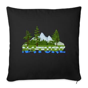 Nature Forêt Arbres Randonnée Montagnes Rivières Lacs Air - Housse de coussin décorative 45 x 45 cm - noir - Devant