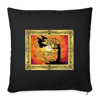 Corbeaux spirituels occultes Corbeaux Oiseaux Arbre naturel - Housse de coussin décorative 45 x 45 cm - noir - Devant