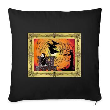 Horror Middle Ages Castle Fortress Grim Reaper Death - Sofa pillowcase 17,3'' x 17,3'' (45 x 45 cm) - black - Front
