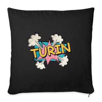 Turin Turin Turin Italie City Font Pop Art Comic - Housse de coussin décorative 45 x 45 cm - noir - Devant
