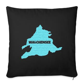 Walchensee, Paradies zum Baden, Surfen, Segeln - Sofakissenbezug 45 x 45 cm - Schwarz - Vorne