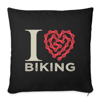 I love biking j aime le vélo - Housse de coussin décorative 45 x 45 cm - noir - Devant