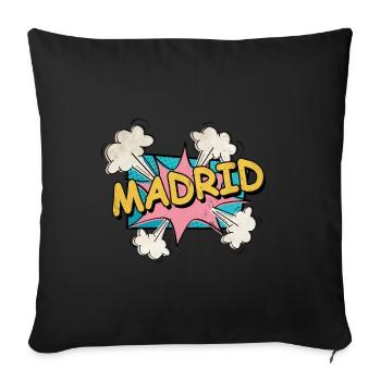 Madrid Spanien Stadt Schrift Pop Art Comic - Sofakissenbezug 45 x 45 cm - Schwarz - Vorne