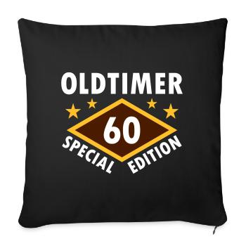Oldtimer, 60, édition spéciale (diamant, étoiles) - Housse de coussin décorative 45 x 45 cm - noir - Devant