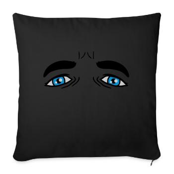 Blue Sad Eyes Design - Sofa pillowcase 17,3'' x 17,3'' (45 x 45 cm) - black - Front