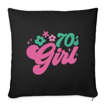 70s Fille 70s Fille Hippie - Housse de coussin décorative 45 x 45 cm - noir - Devant