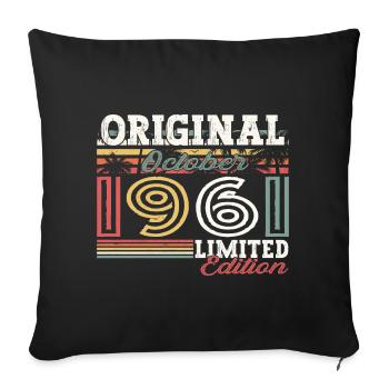 Original October 1961 61st Birthday Gift Cool - Sofa pillowcase 17,3'' x 17,3'' (45 x 45 cm) - black - Front