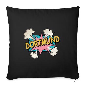 Dortmund Allemagne City Font Pop Art Comic - Housse de coussin décorative 45 x 45 cm - noir - Devant