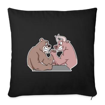 Bull and Bear Armwrestler Arm Press - Sofa pillowcase 17,3'' x 17,3'' (45 x 45 cm) - black - Front