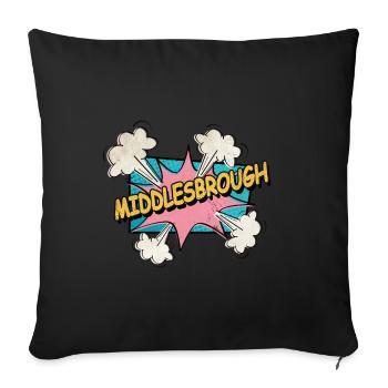 Middlesbrough England Stadt Schrift Pop Art Comic - Sofakissenbezug 45 x 45 cm - Schwarz - Vorne
