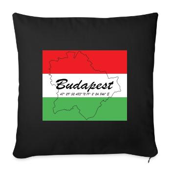 Budapest - Hauptstadt mit GPS-Koordinaten & Flagge - Sofakissenbezug 45 x 45 cm - Schwarz - Vorne