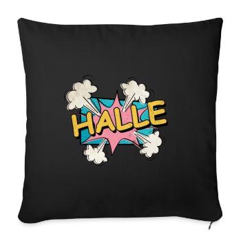 Halle Germany City Font Pop Art Comic - Sofa pillowcase 17,3'' x 17,3'' (45 x 45 cm) - black - Front