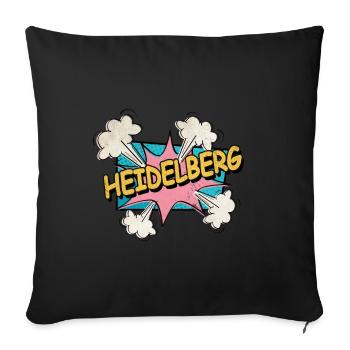 Heidelberg Allemagne Ville Police Pop Art Comic - Housse de coussin décorative 45 x 45 cm - noir - Devant