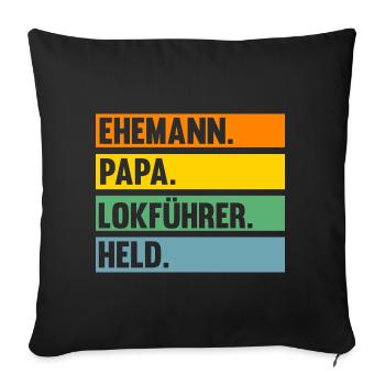 Eisenbahn Dampflok Papa Vater Lokomotive Lokführer - Sofakissenbezug 45 x 45 cm - Schwarz - Vorne