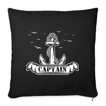 Motif de l’ancre du capitaine - Housse de coussin décorative 45 x 45 cm - noir - Devant