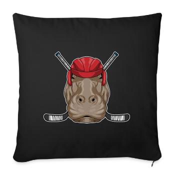 Nilpferd Eishockey Eishockeyschläger - Sofakissenbezug 45 x 45 cm - Schwarz - Vorne