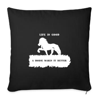 Proverb 2 with horse 1 white - Sofa pillowcase 17,3'' x 17,3'' (45 x 45 cm) - black - Front
