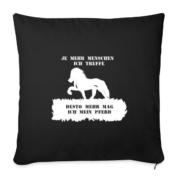 Spruch 5 mit Pferd 1 weiß - Sofakissenbezug 45 x 45 cm - Schwarz - Vorne
