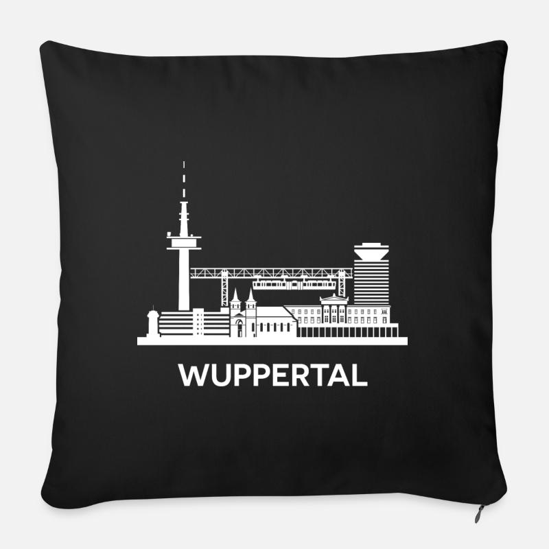 Wuppertal, weiß - Sofakissenbezug 45 x 45 cm - Schwarz