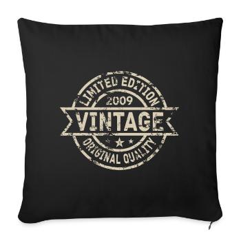2009 Anniversaire Naissance Année de naissance millésime - Housse de coussin décorative 45 x 45 cm - noir - Devant