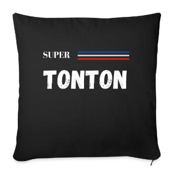 super tonton - t-shirt assorti - Housse de coussin décorative 45 x 45 cm - noir - Devant