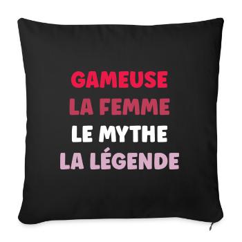 La femme le mythe la légende gameuse - Housse de coussin décorative 45 x 45 cm - noir - Devant