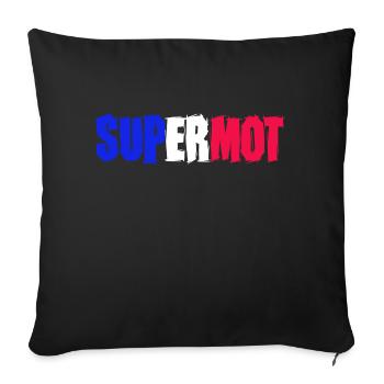 Supermot Logo Bleu Blanc Rouge - Housse de coussin décorative 45 x 45 cm - noir - Devant