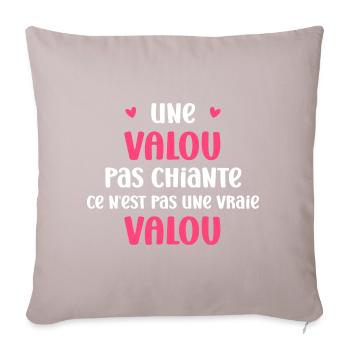 Une valou pas chiante - Housse de coussin décorative 45 x 45 cm - taupe clair - Devant