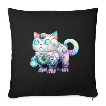 Kawaii Robot Cat - Sofa pillowcase 17,3'' x 17,3'' (45 x 45 cm) - black - Front