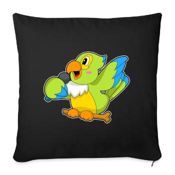 Parrot Singer Microphone Singing - Sofa pillowcase 17,3'' x 17,3'' (45 x 45 cm) - black - Front