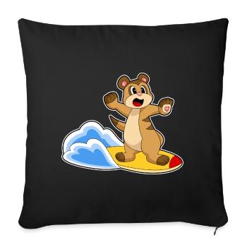 Été de surf sur planche de surf sur suricate - Housse de coussin décorative 45 x 45 cm - noir - Devant