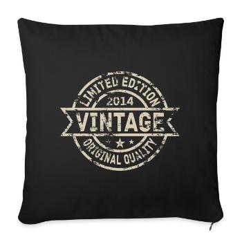 2014 Né Anniversaire Année de Naissance Millésime - Housse de coussin décorative 45 x 45 cm - noir - Devant