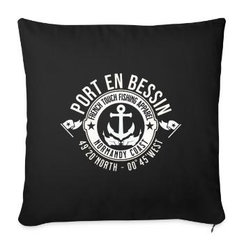 Port en Bessin Normandy coast - Housse de coussin décorative 45 x 45 cm - noir - Devant