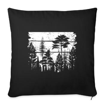Dans la forêt noire et blanche en vintage - Housse de coussin décorative 45 x 45 cm - noir - Devant