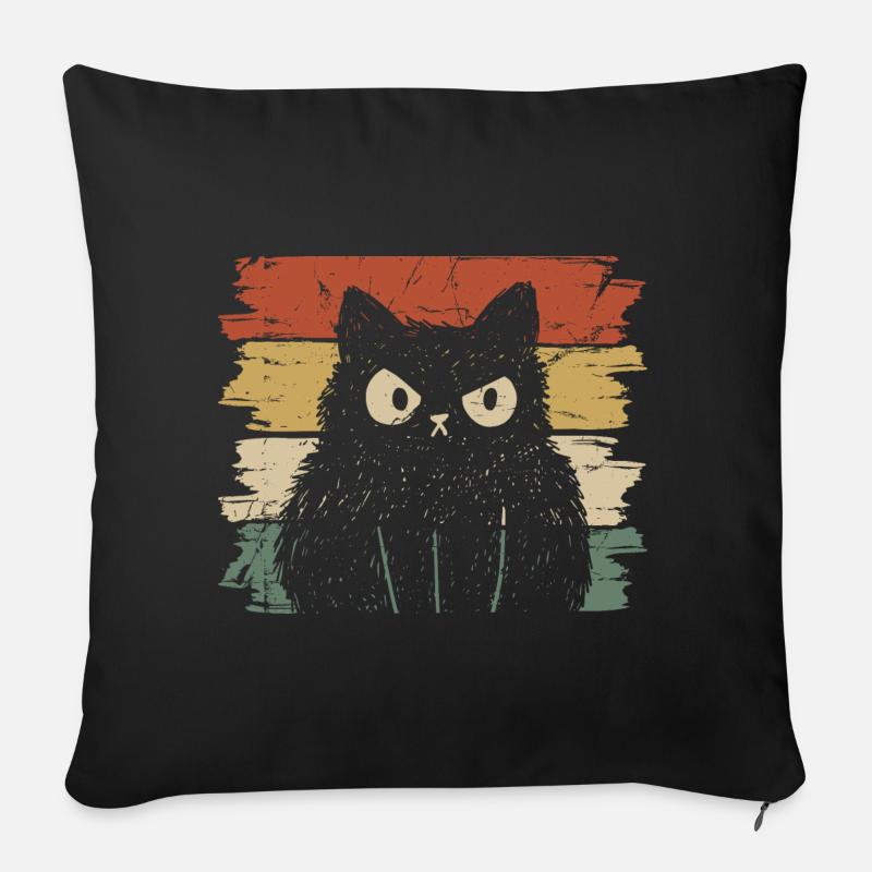 Böse Katze in Vintage - Sofakissenbezug 45 x 45 cm - Schwarz