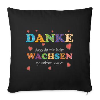 Kita Kindergarten Tagesmutter - Abschied - Danke ! - Sofakissenbezug 45 x 45 cm - Schwarz - Vorne